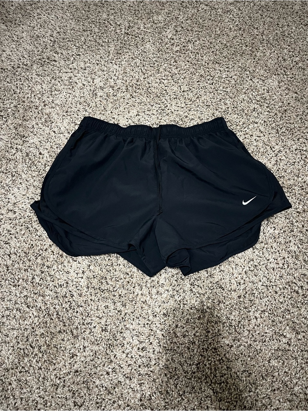 Nike Women’s Black Athletic Running Shorts with White Swoosh